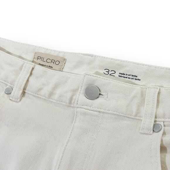 Anthropologie Pilcro Dishtowel Stripe Mid-Rise Wide-Leg Jeans Womens 32 Ivory - Picture 5 of 13